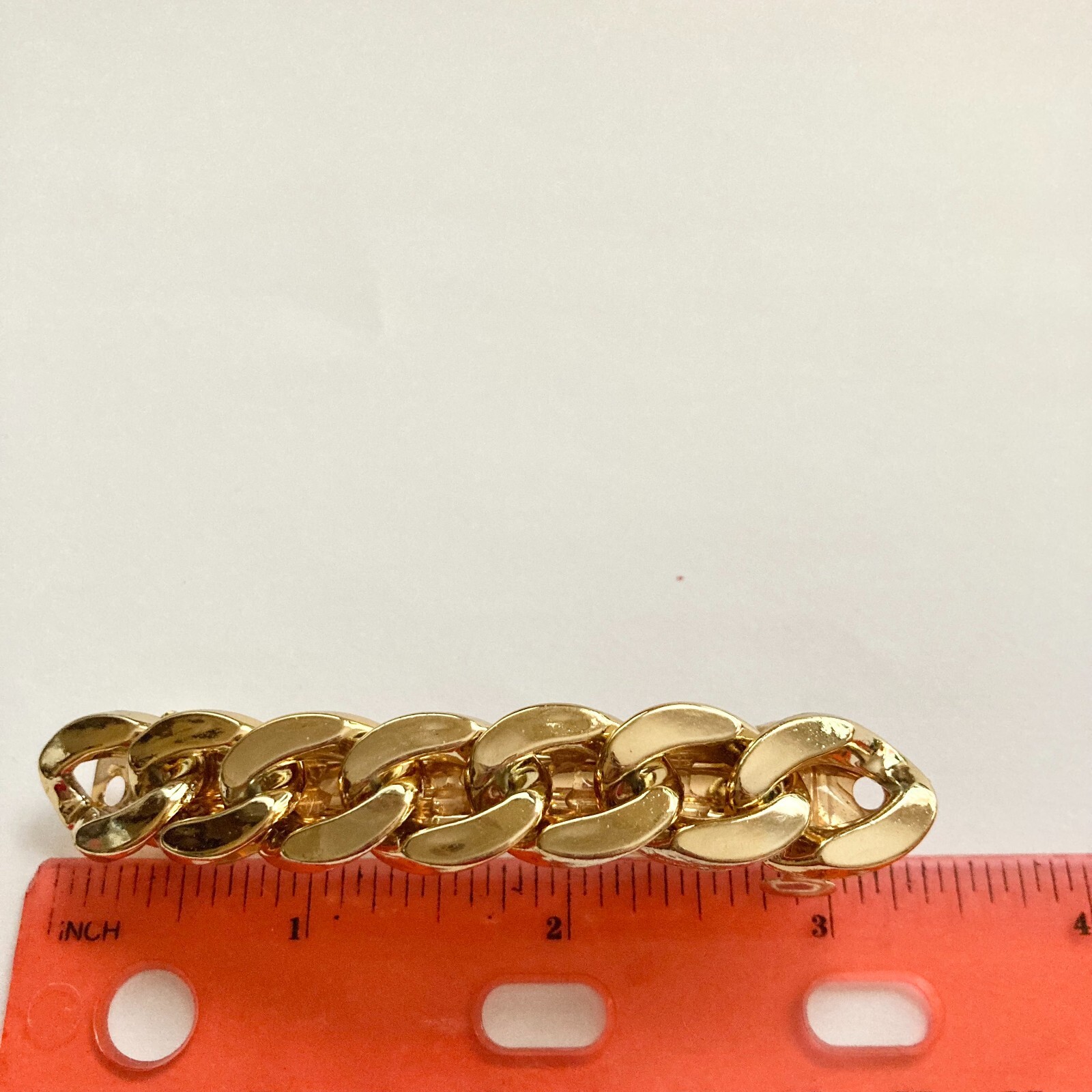 Large Gold Tone Acrylic Hair Barrette Clip Weave Chain Chunky Long Thick Hair