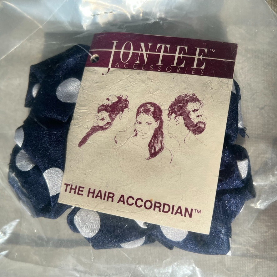 Jontee Hair Accordian Accessories Vtg Navy Scrunchie Hair Comb 80’s Cottage NWT