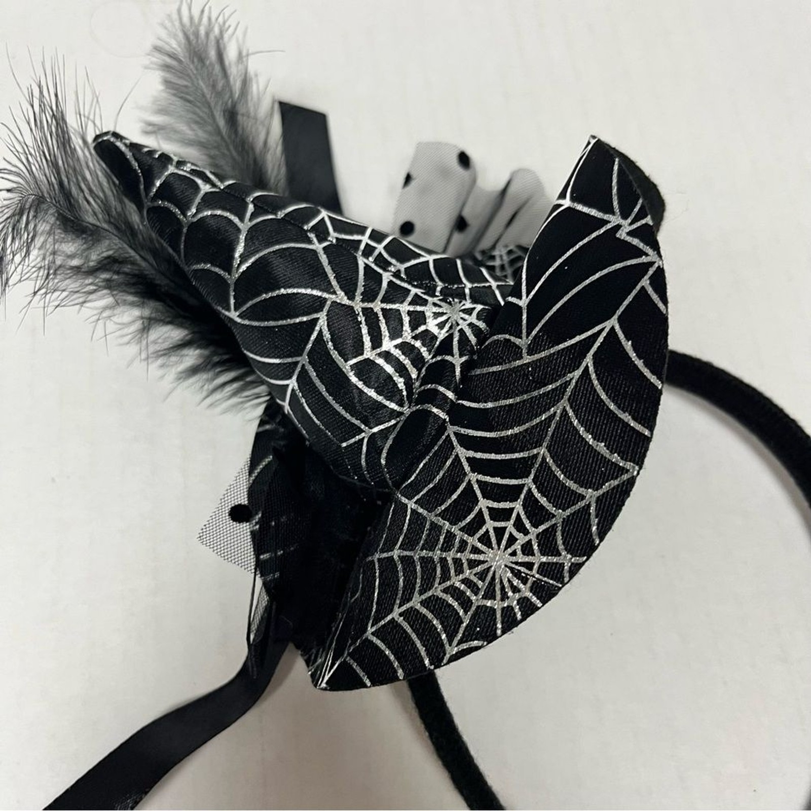 witch hat Halloween headpiece feather lace fascinator gothic witchcore cosplay