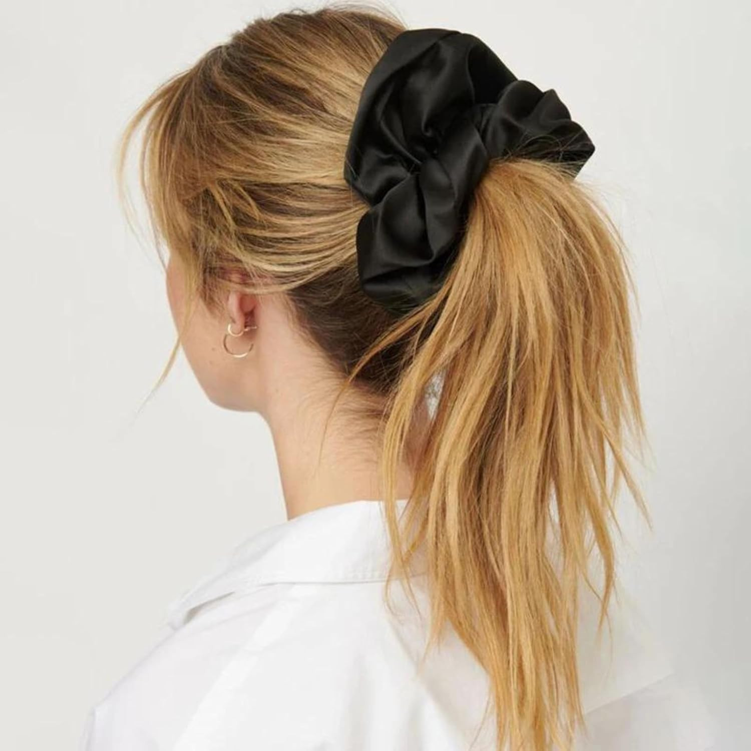 4 Pack XL Satin Silk Hair Scrunchies Oversized Elastic Hair Ties for Women Girls