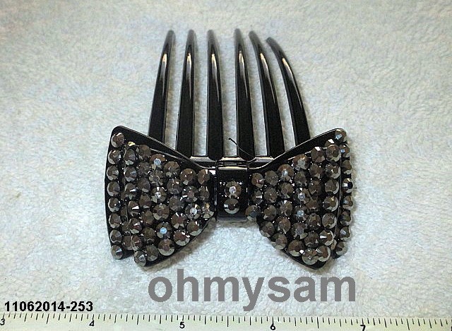 CLOSEOUT 1+1+1+1 NEW BLACK PLASTIC JUMBO COMB 3 1/4″ LONG MULTI COLOR STONE MIX