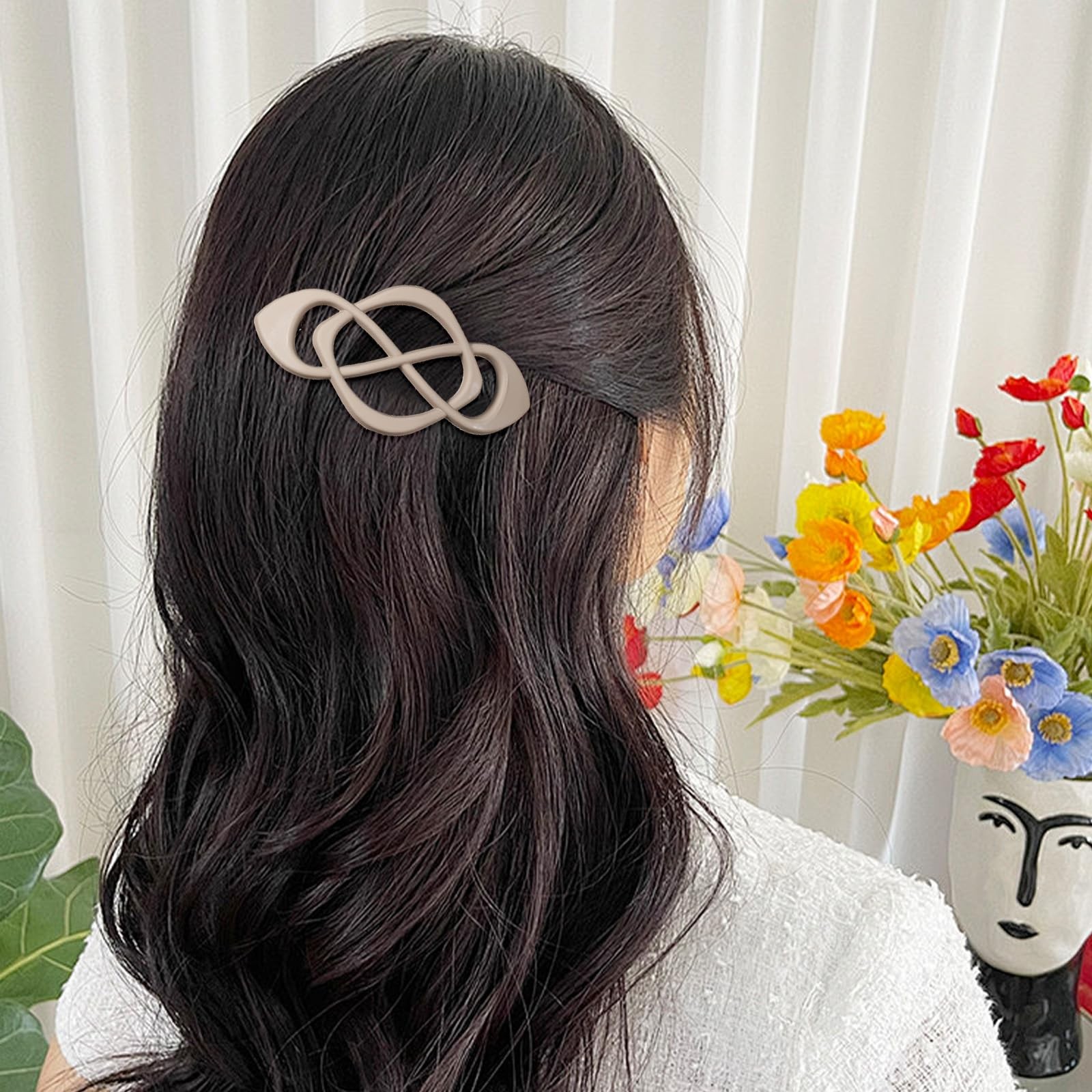 Ymapinc 2Pcs French Hair Barrettes 1 Count (Pack of 2), Light Brown +