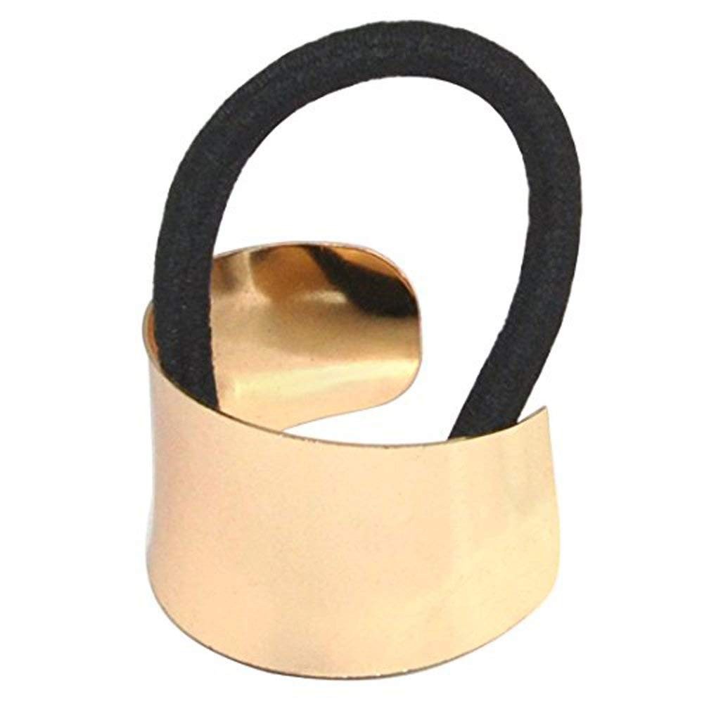 1 PCS Gold Punk Metal Circle Hair Cuff Ponytail Holder Elastic Ties Styling