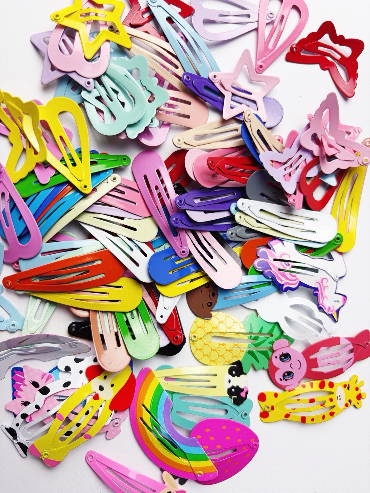 100pcs Assorted Y2K Hair clips / Barrettes / Butterfly Animal Hearts Rainbow