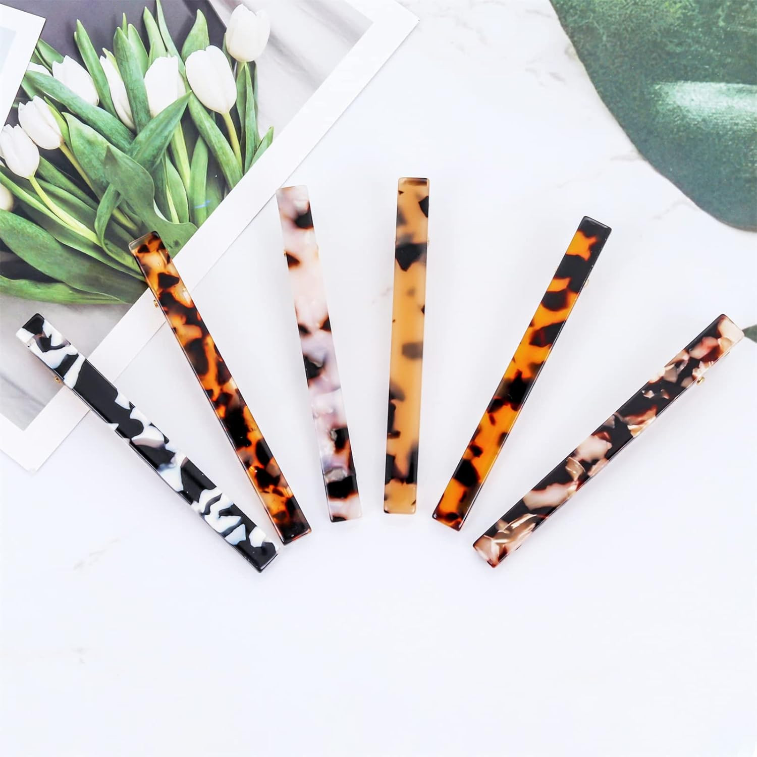 Cobahom Tortoise Shell Leopard Duckbill Acrylic Hair Clips and Barrettes for Wom