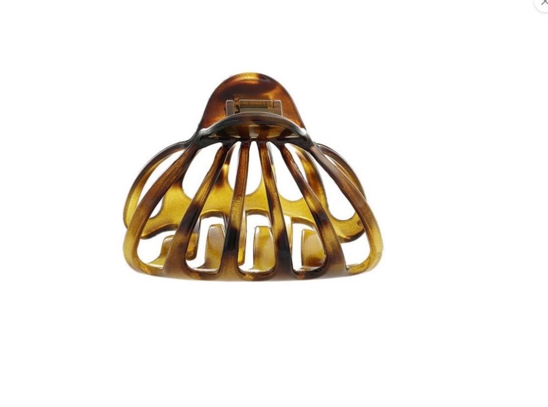 France Luxe Large Cutout Nest Claw Hair Clip Jaw Caramel Brown