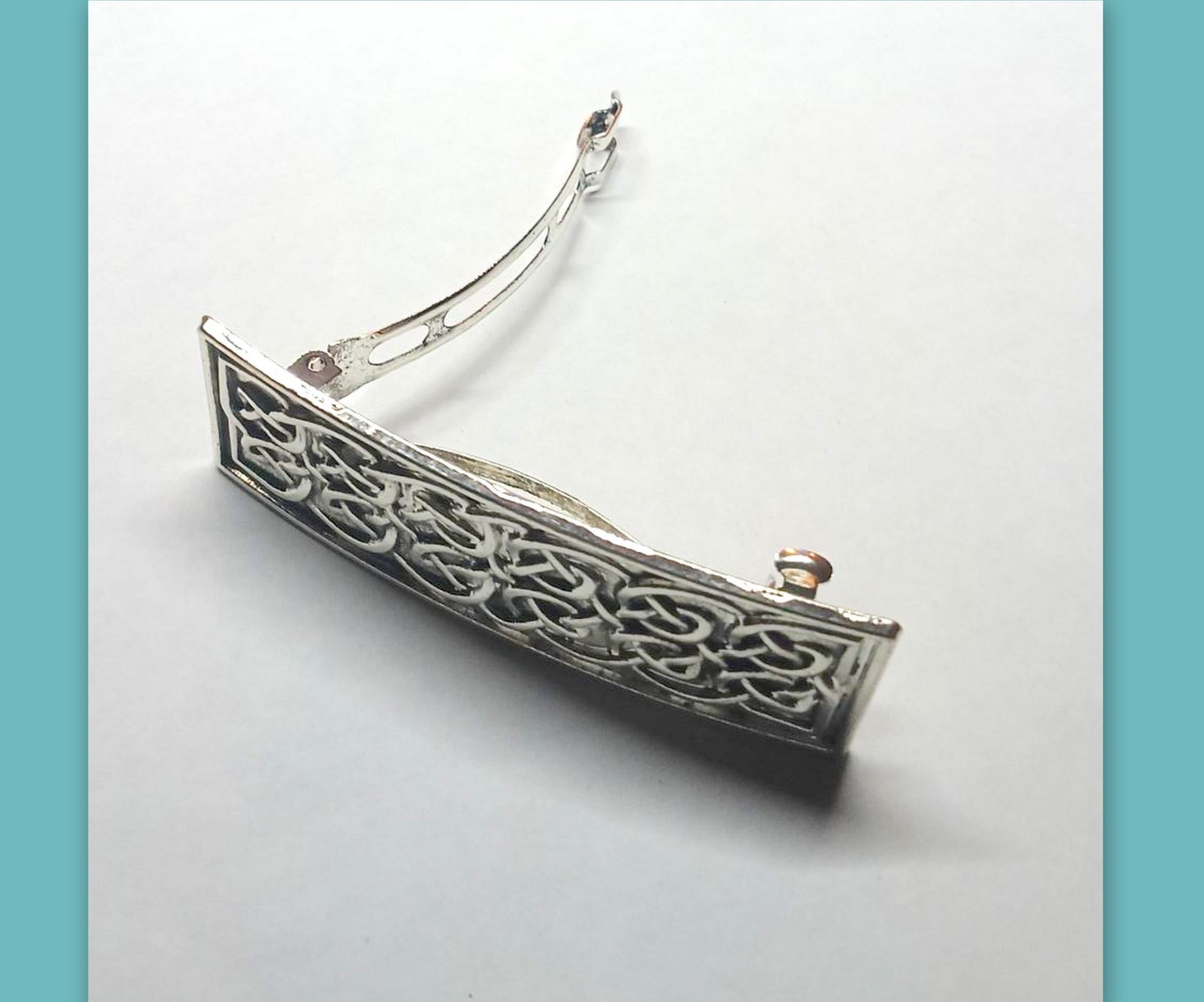Celtic Hair French clasp Barrette Women Clip Unique Accessory metal silver knot