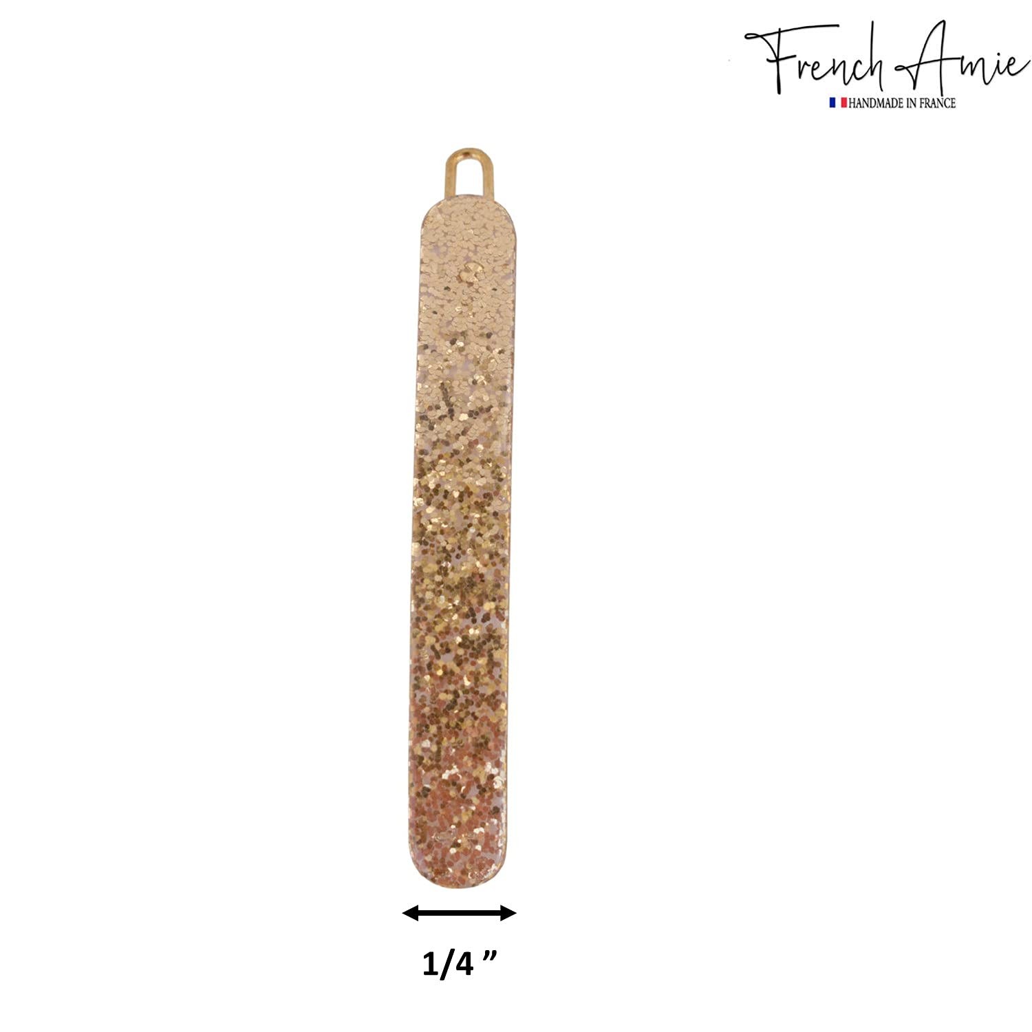 French Amie Rounded Oblong Golden Glitter Small 2 1/4” Celluloid Acetate Set …