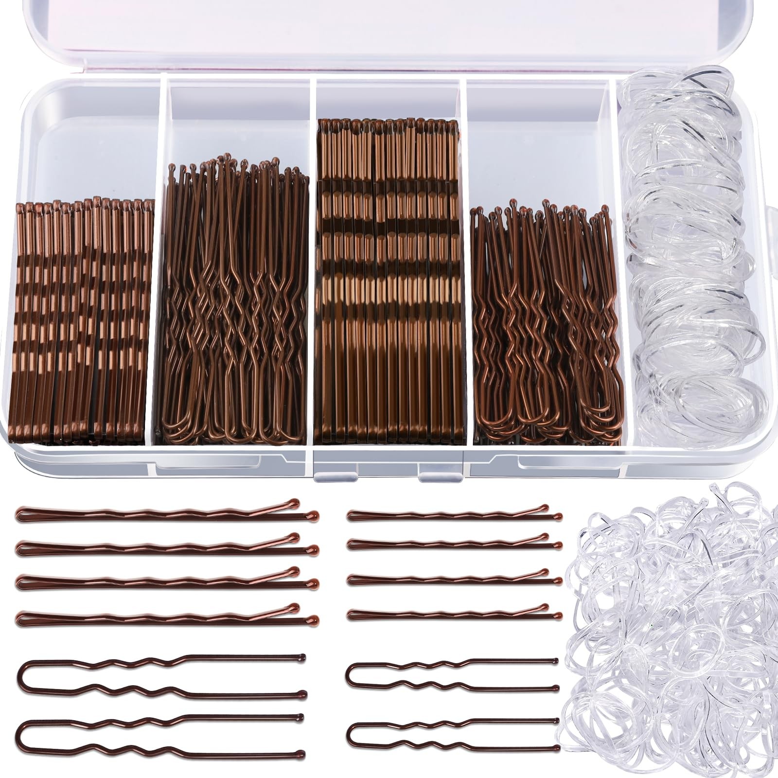 Teenitor 300pcs Bobby Pins Hair Pins Kit 100 Hair Pin Women 100 Bobby Pins Brown