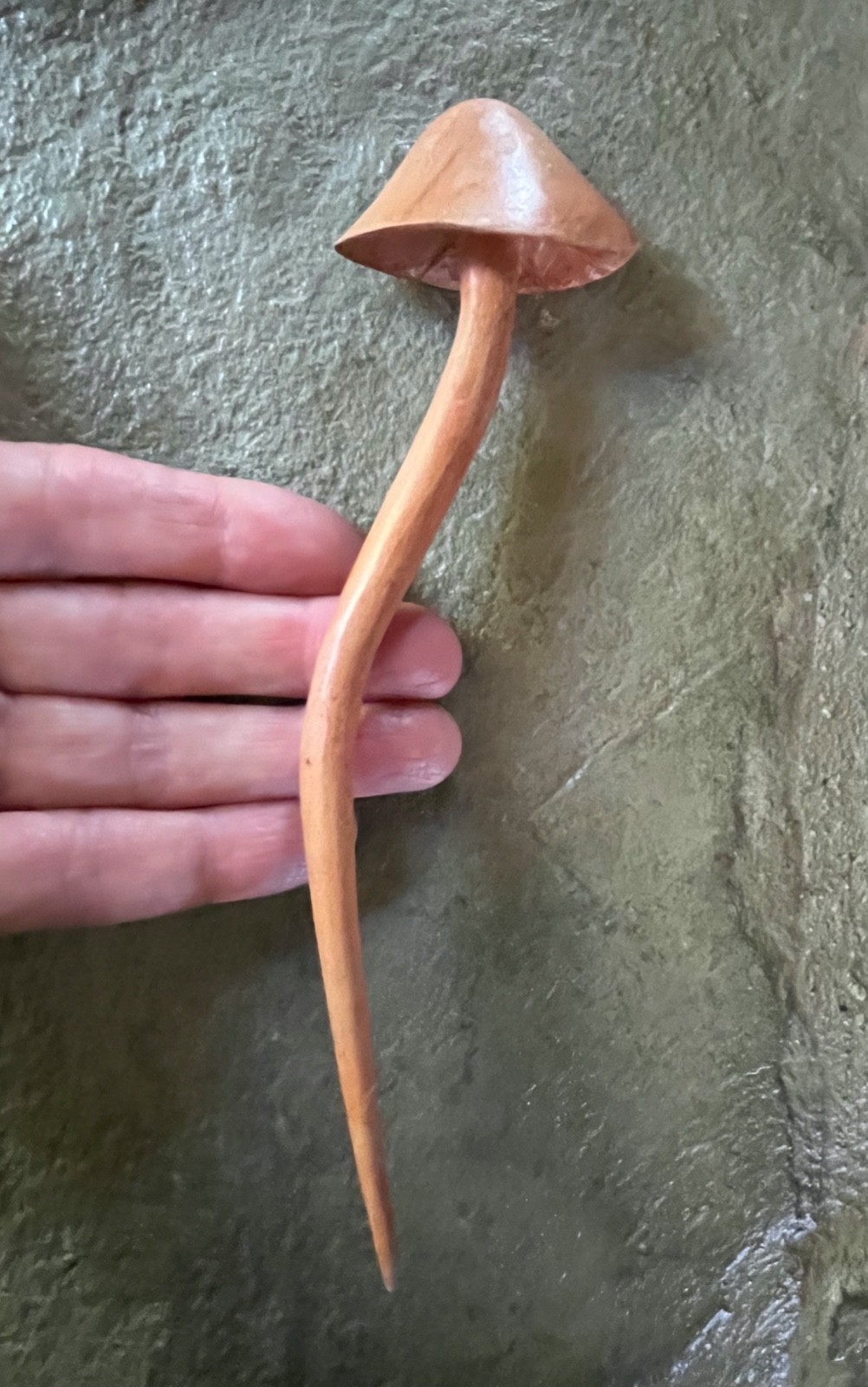 HAND CARVED WOOD MUSHROOM HAIR STICK PIN BUN CHOPSTICK WOODEN HAIRSTICK