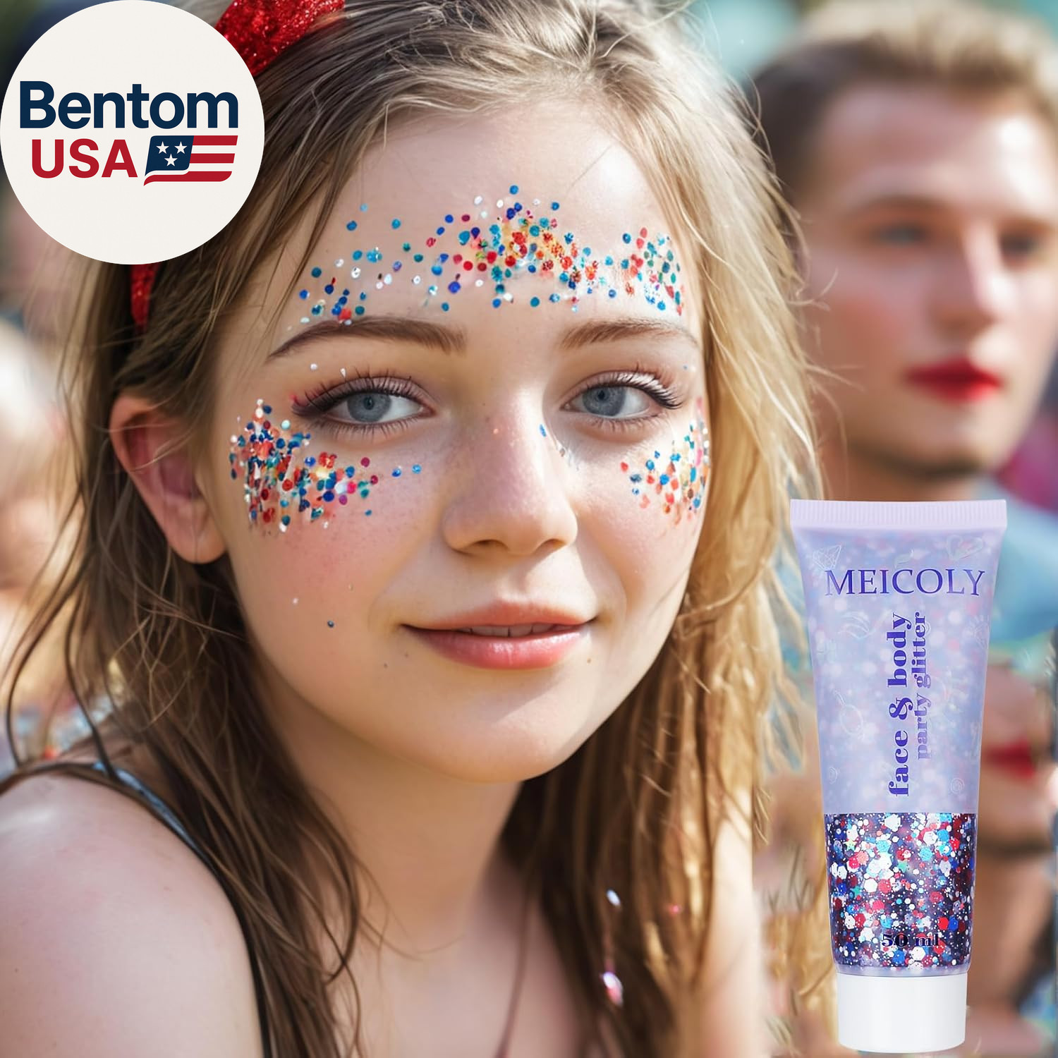 Red White and Blue Body Glitter,4Th of July Patriotic Accessories Hair Glitter f