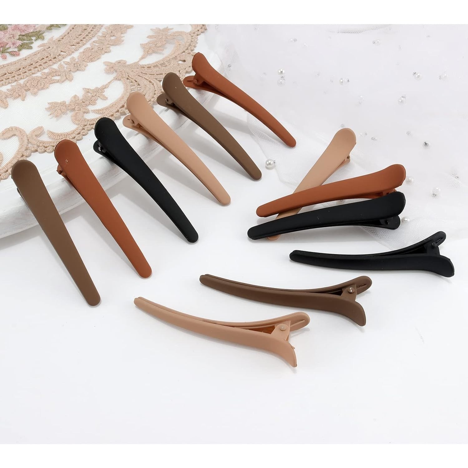 Hair Clips for Styling, 12 Pcs Non-Slip Colorful Plastic Duckbill Alligator Hai
