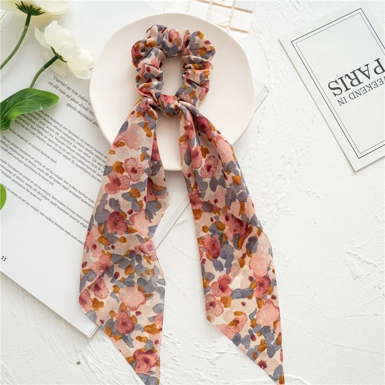 Fashion Leopard Print Bow Satin Long Ribbon Ponytail Scarf Hair Tie Scrunchies
