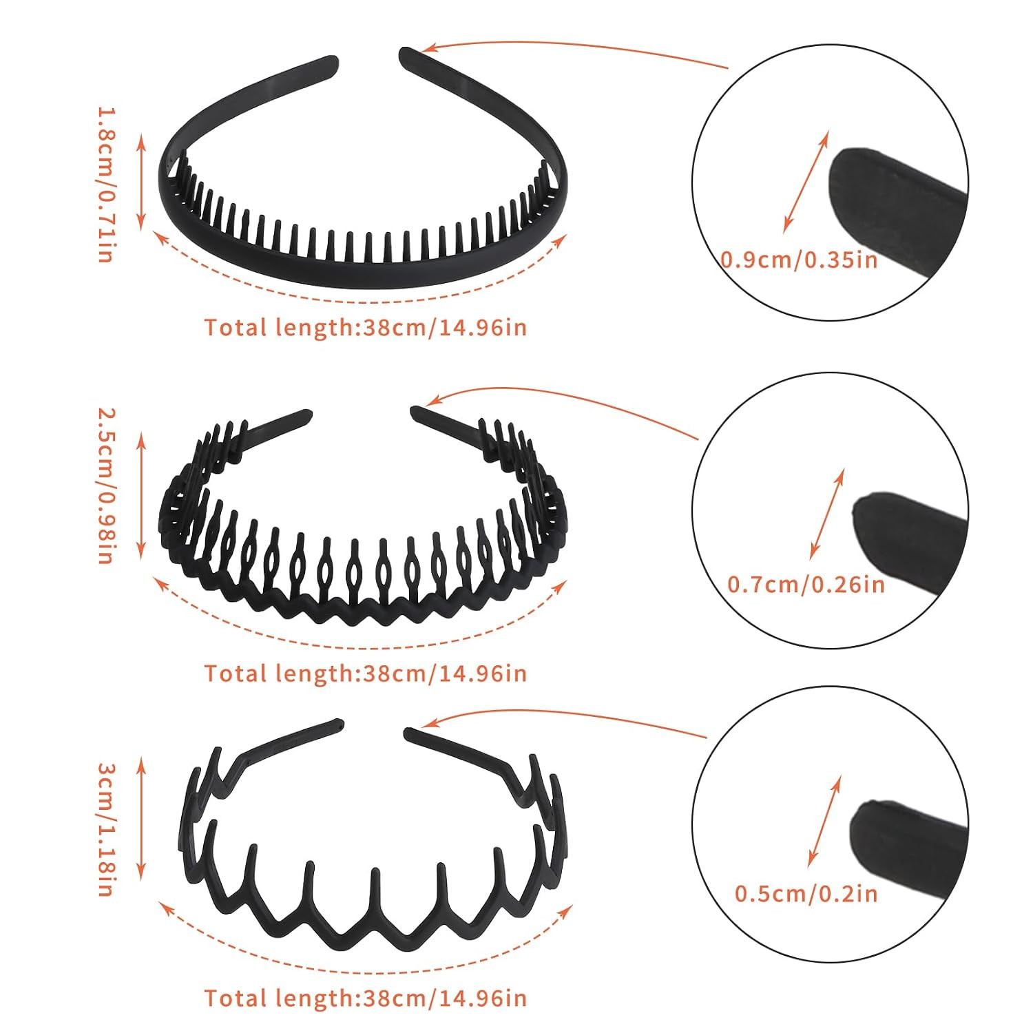 WLLHYF 3 Pieces Sharks Tooth Hair Comb Plastic Non Slip Headband Wavy Teeth Hair