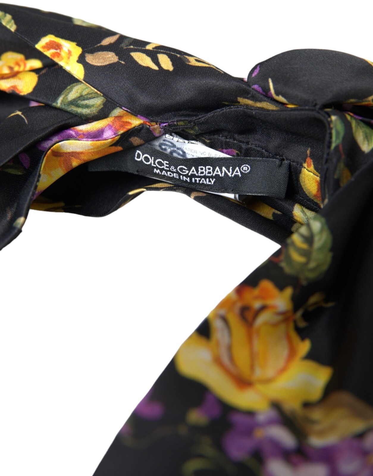 DOLCE & GABBANA Diadem Black Floral Applique 100% Silk Women Headband 1120usd