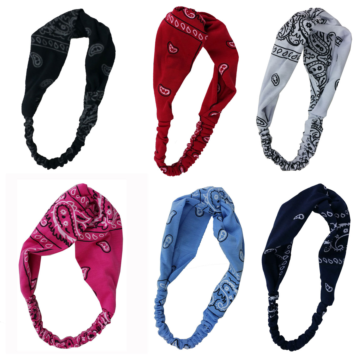 Bandana Headband Sports Yoga Hair Wrap Paisley with Elastic Hairband Women Teen