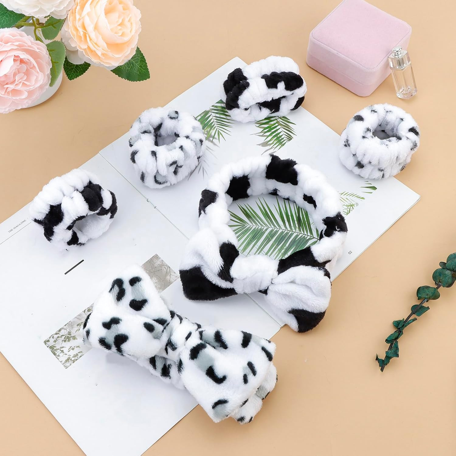 6PCS Spa Headband and Wristband Set, Face Wash Headband Makeup Skincare Headband