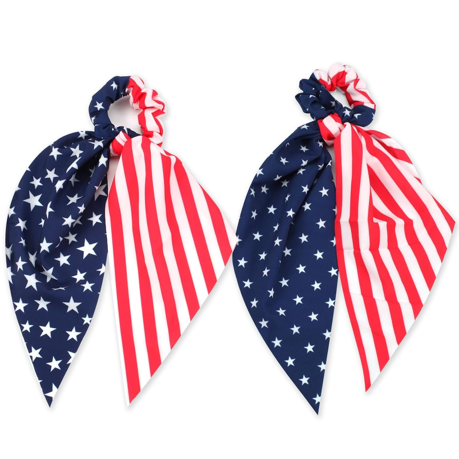 American Flag Hair Ties for Woman Girls Red White and Blue Ribbon Hair Scrunchie