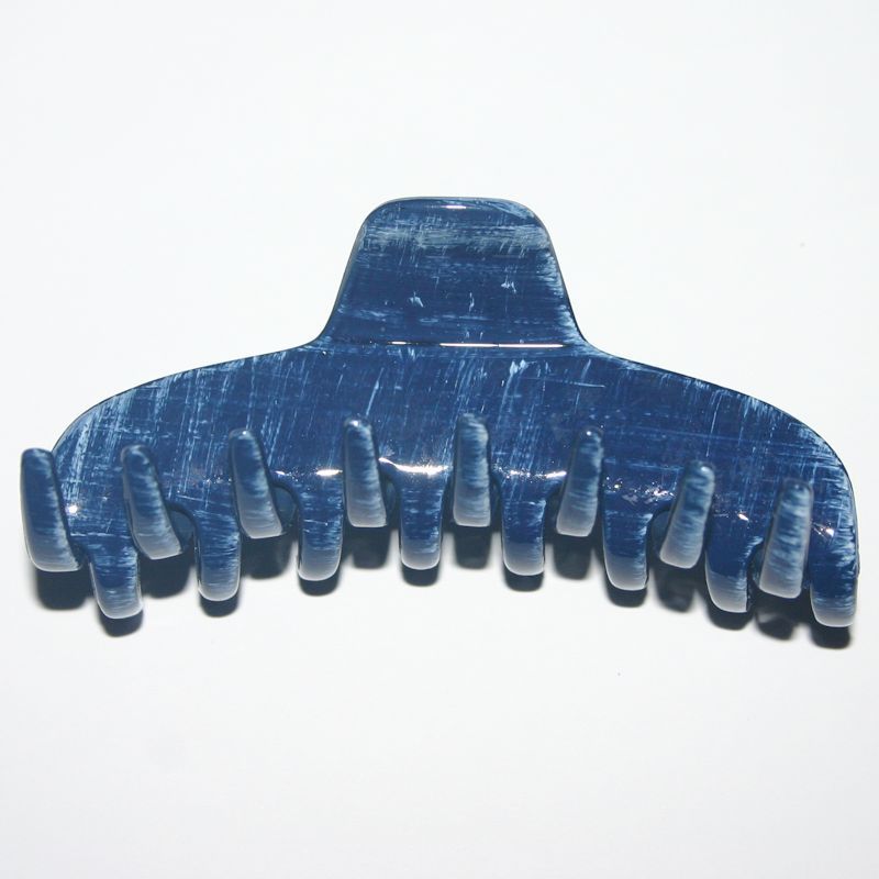 Navarro French Hair Claw Blue Jean Denim Print Jaw Clip Prong New Made in France