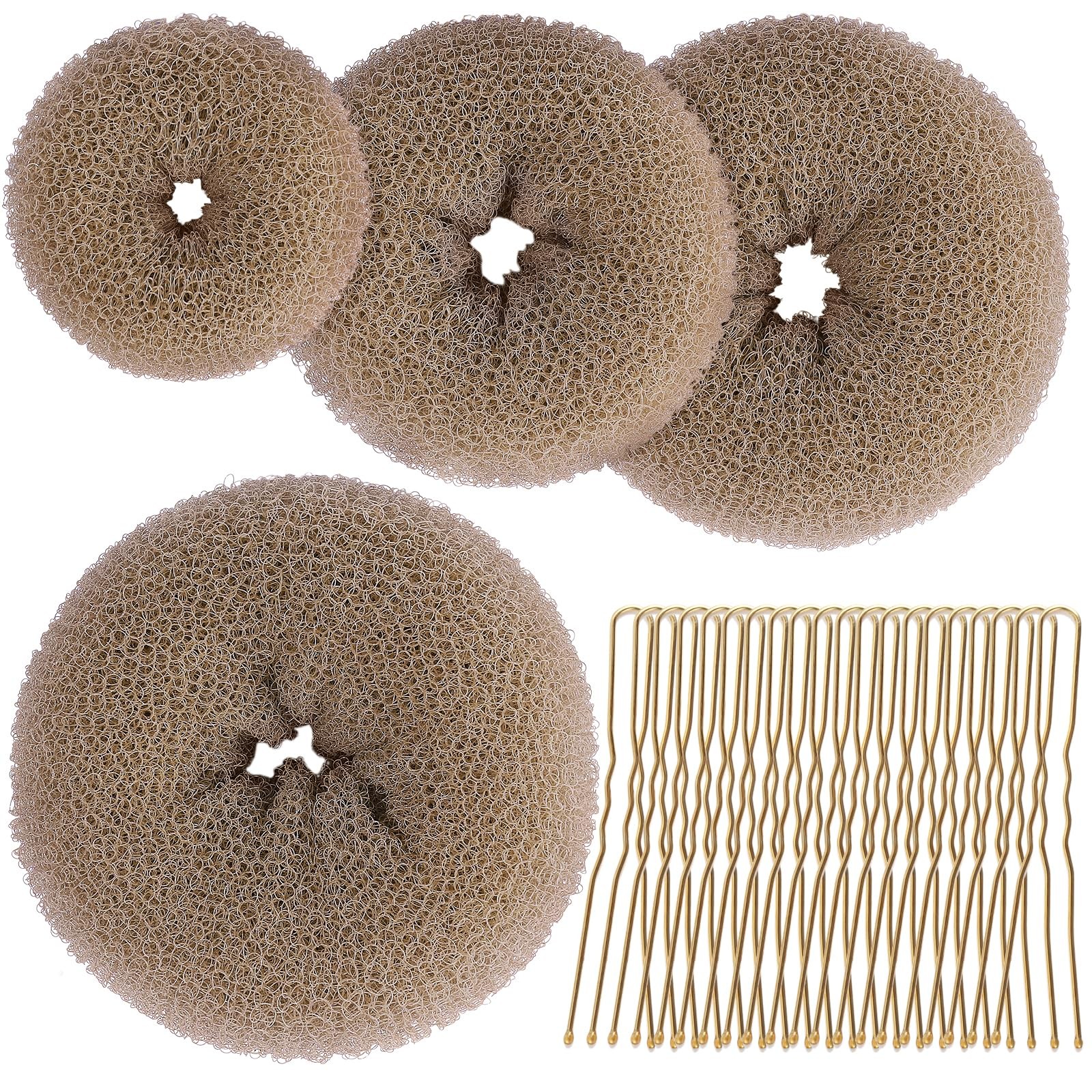 Teenitor Hair Bun Shaper Set, 4pcs Donut Tan Brown