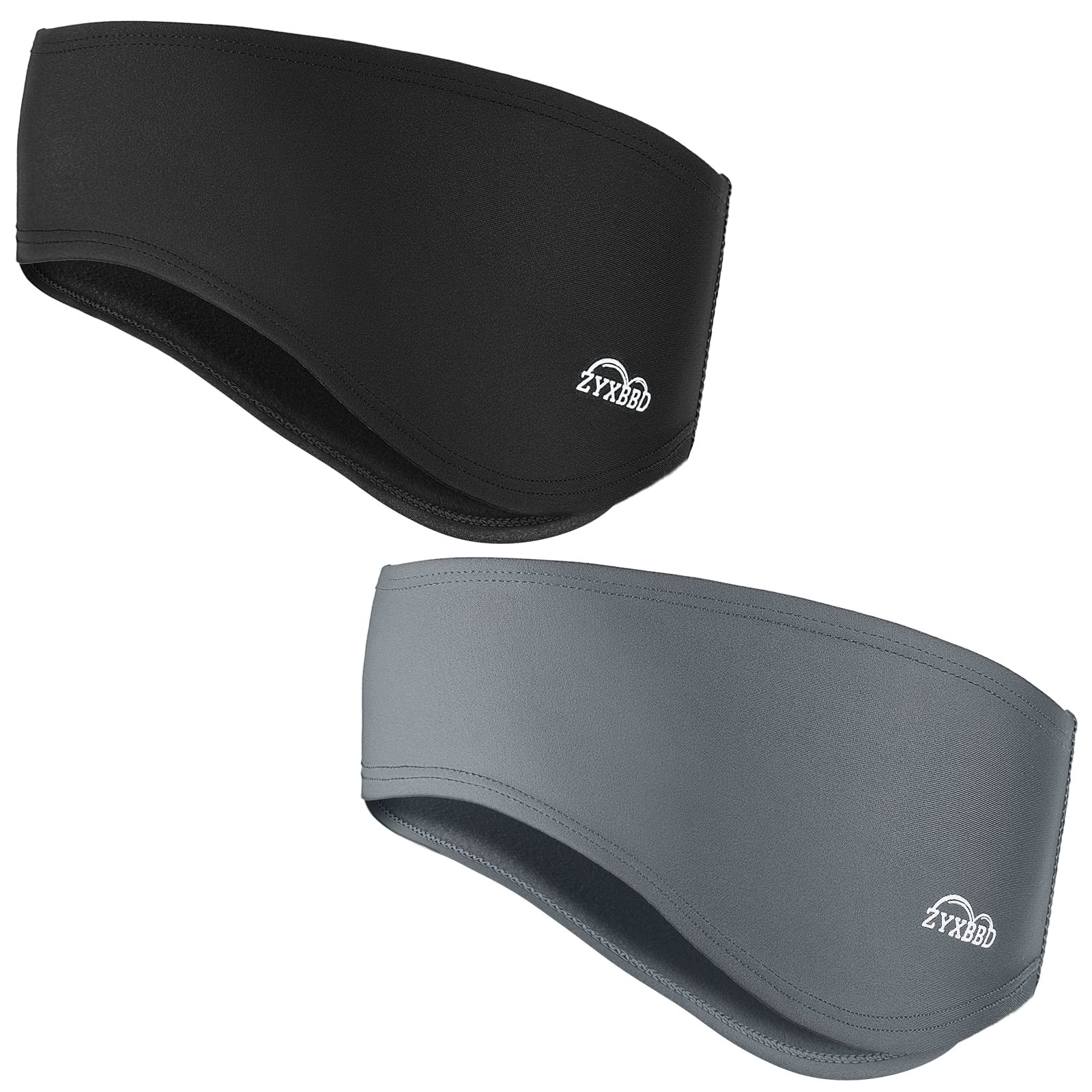 Ear Warmers Women Men Fleece Winter, Headband Muffs Jogging Black Gray 1PCS