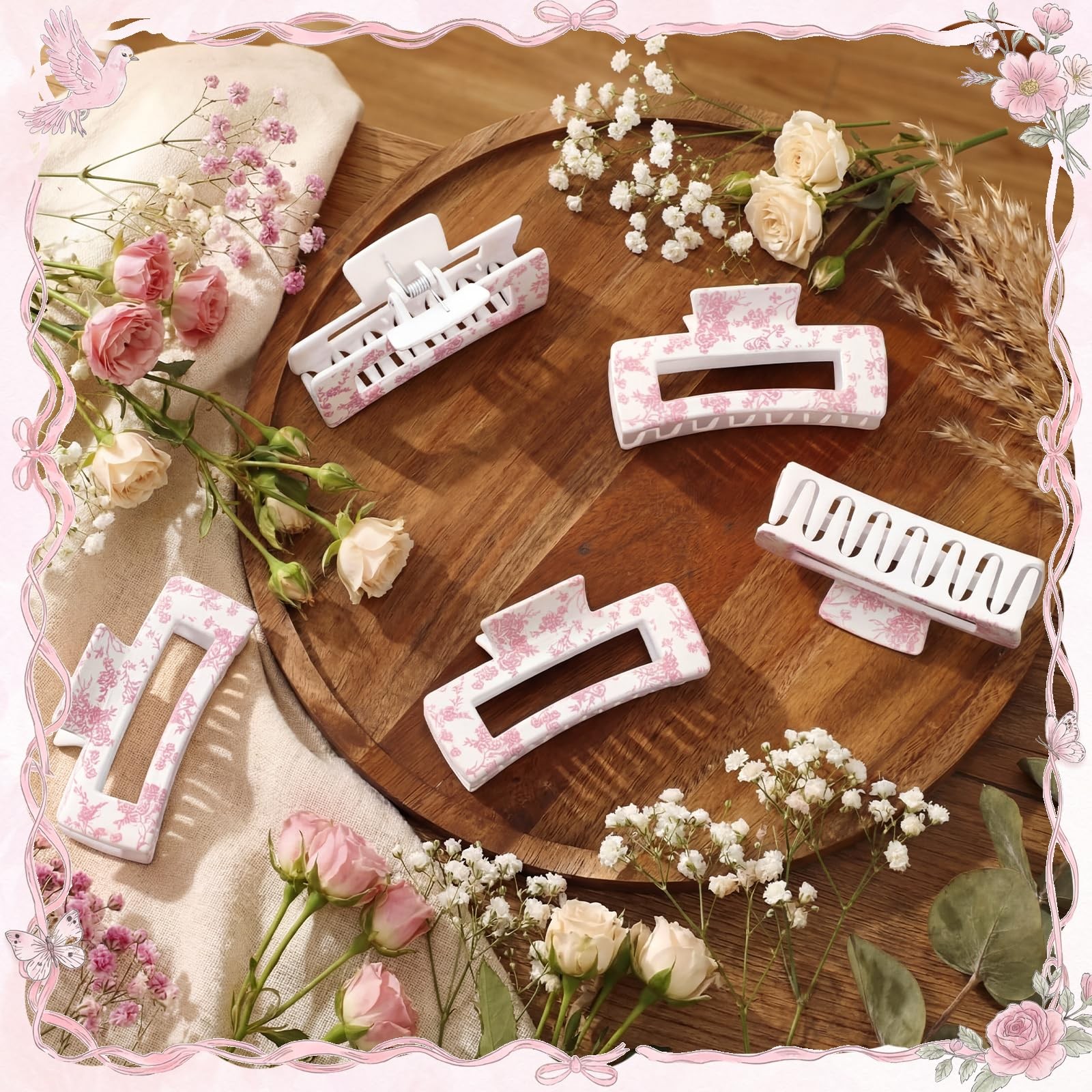 8 Pcs Pink Claw Clips Bulk for Women 5 Inch Vintage 1 Count (Pack of 8),
