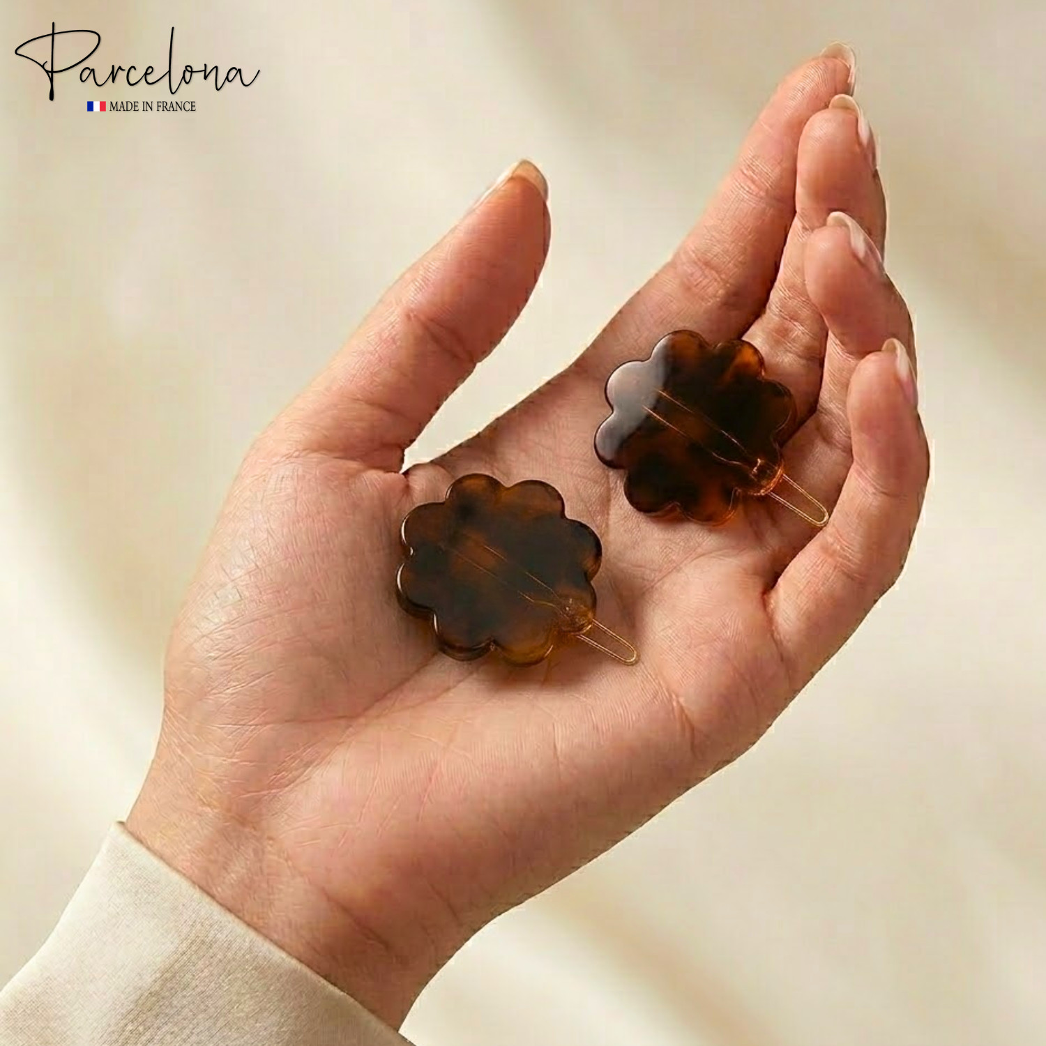 Parcelona Flower Tortoise Shell Hair Clip 1.5″ Small Tige Boule Barrette Womens