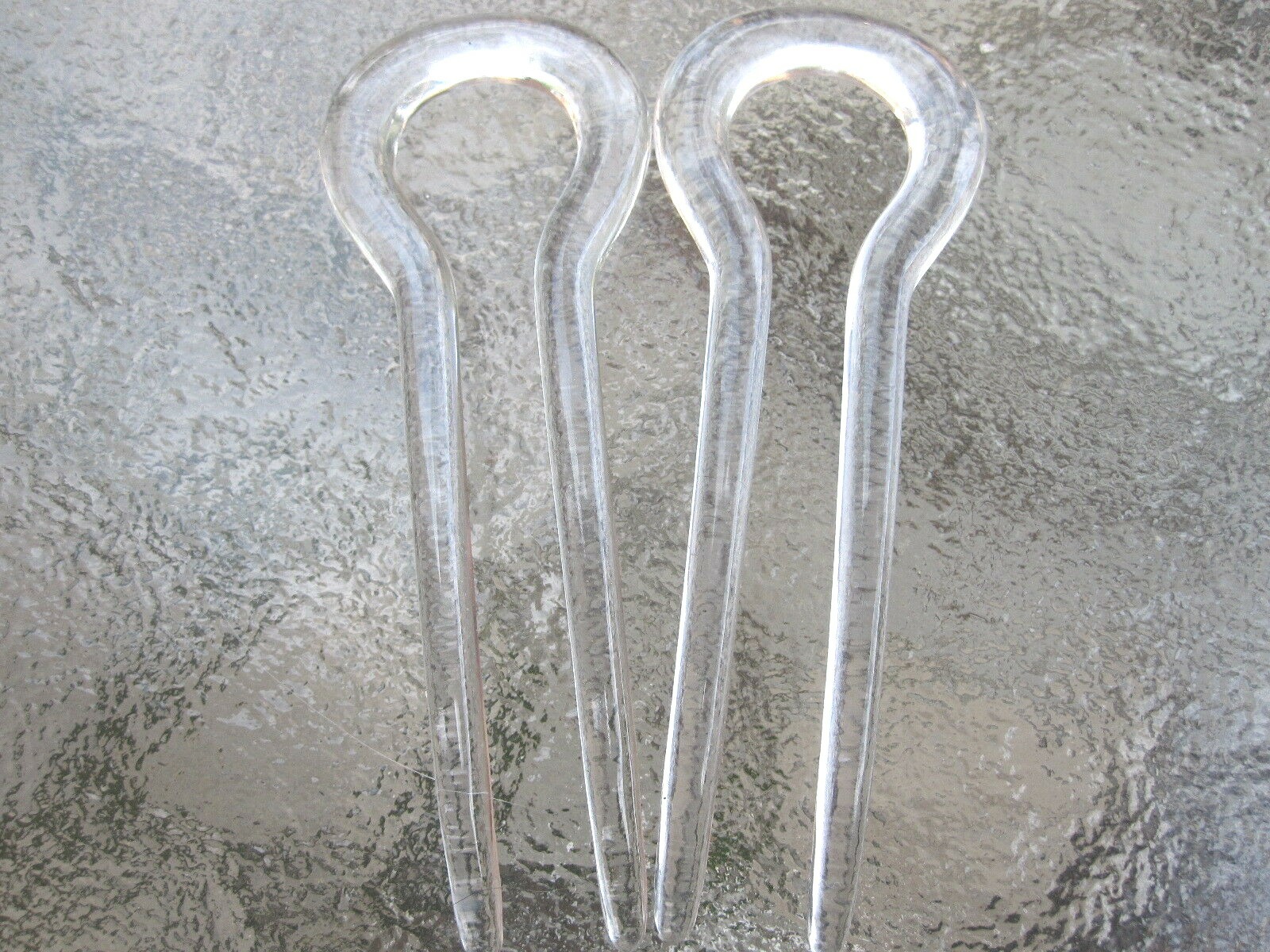 2ea Crystal Loop Top 2 Prong Chignon Hair Pins 3 1/4″ Length Good Hair Days New
