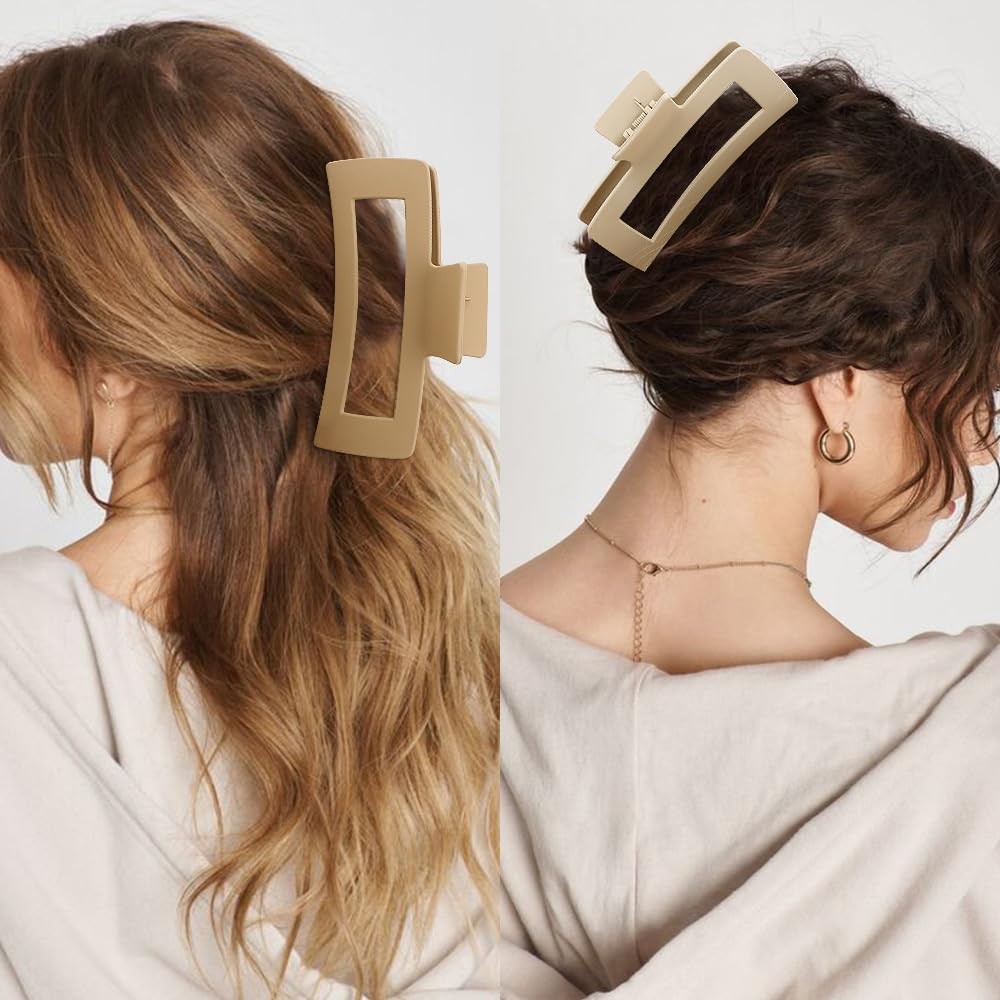 Ahoney 5 Inch Extra Large Claw Clips Big Hair 4 Count (Pack of 1), Brown